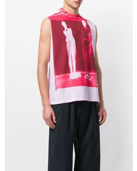 fuchsia bedrucktes Trägershirt von Raf Simons