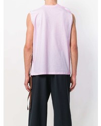 fuchsia bedrucktes Trägershirt von Raf Simons