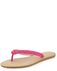 fuchsia beschlagene flache Sandalen