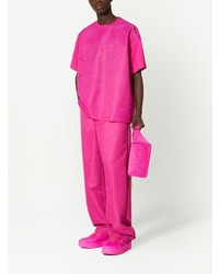 fuchsia beschlagenes T-Shirt mit einem Rundhalsausschnitt von Valentino