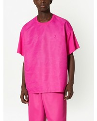 fuchsia beschlagenes T-Shirt mit einem Rundhalsausschnitt von Valentino