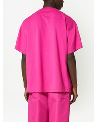 fuchsia beschlagenes T-Shirt mit einem Rundhalsausschnitt von Valentino