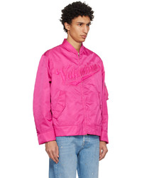 fuchsia bestickte Nylon Bomberjacke von Valentino