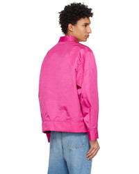 fuchsia bestickte Nylon Bomberjacke von Valentino