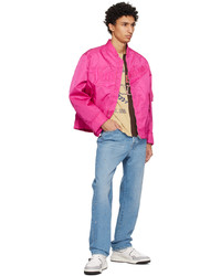 fuchsia bestickte Nylon Bomberjacke von Valentino