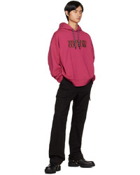 fuchsia bestickter Pullover mit einem Kapuze von VERSACE JEANS COUTURE