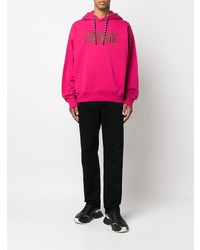 fuchsia bestickter Pullover mit einem Kapuze von VERSACE JEANS COUTURE