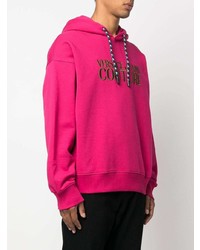 fuchsia bestickter Pullover mit einem Kapuze von VERSACE JEANS COUTURE