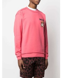 fuchsia besticktes Fleece-Sweatshirt von Moschino