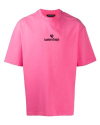 fuchsia besticktes T-Shirt mit einem Rundhalsausschnitt von Balenciaga