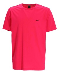 fuchsia besticktes T-Shirt mit einem Rundhalsausschnitt von BOSS