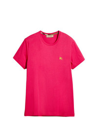 fuchsia besticktes T-Shirt mit einem Rundhalsausschnitt von Burberry