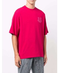 fuchsia besticktes T-Shirt mit einem Rundhalsausschnitt von Kenzo