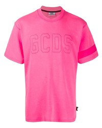 fuchsia besticktes T-Shirt mit einem Rundhalsausschnitt von Gcds