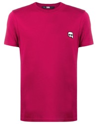 fuchsia besticktes T-Shirt mit einem Rundhalsausschnitt von Karl Lagerfeld