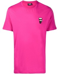 fuchsia besticktes T-Shirt mit einem Rundhalsausschnitt von Karl Lagerfeld