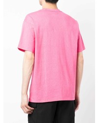 fuchsia besticktes T-Shirt mit einem Rundhalsausschnitt von Chocoolate