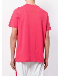 fuchsia besticktes T-Shirt mit einem Rundhalsausschnitt von Omc