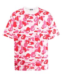 fuchsia Camouflage T-Shirt mit einem Rundhalsausschnitt von A Bathing Ape