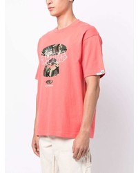 fuchsia Camouflage T-Shirt mit einem Rundhalsausschnitt von AAPE BY A BATHING APE