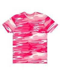 fuchsia Camouflage T-Shirt mit einem Rundhalsausschnitt von Anti Social Social Club