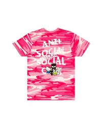 fuchsia Camouflage T-Shirt mit einem Rundhalsausschnitt von Anti Social Social Club