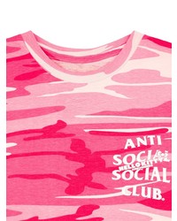 fuchsia Camouflage T-Shirt mit einem Rundhalsausschnitt von Anti Social Social Club