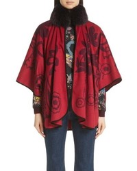 fuchsia Cape Mantel mit Paisley-Muster