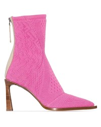 fuchsia elastische Stiefeletten mit Blumenmuster