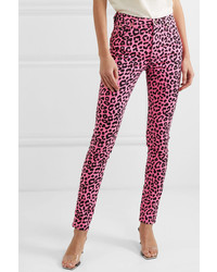 fuchsia enge Jeans mit Leopardenmuster von Gucci