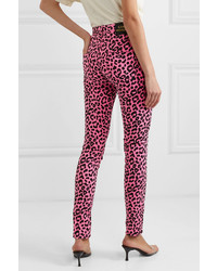 fuchsia enge Jeans mit Leopardenmuster von Gucci