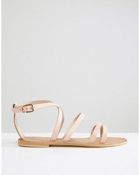 fuchsia flache Sandalen aus Leder von Asos