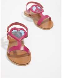 fuchsia flache Sandalen aus Leder von Love Moschino