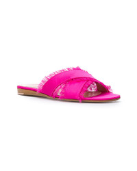 fuchsia flache Sandalen aus Wildleder von Gianvito Rossi