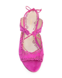 fuchsia flache Sandalen aus Wildleder von Marchesa