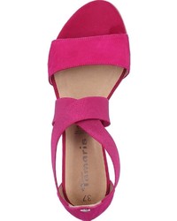 fuchsia flache Sandalen aus Wildleder von Tamaris