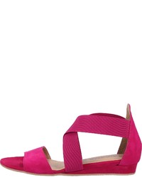 fuchsia flache Sandalen aus Wildleder von Tamaris