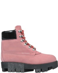 fuchsia flache Stiefel mit einer Schnürung