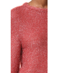 fuchsia flauschiger Pullover mit einem Rundhalsausschnitt von Tibi