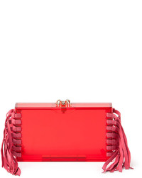 fuchsia Clutch mit Fransen