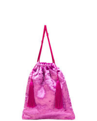 fuchsia Shopper Tasche aus Segeltuch mit Fransen