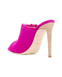 fuchsia Wildleder Pantoletten mit Fransen von Giuseppe Zanotti Design