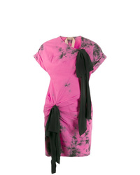 fuchsia Mit Batikmuster Freizeitkleid