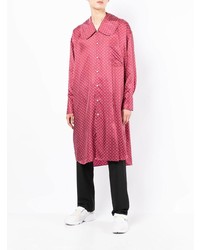 fuchsia gepunktetes Langarmhemd von Comme Des Garcons Homme Plus