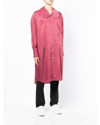 fuchsia gepunktetes Langarmhemd von Comme Des Garcons Homme Plus