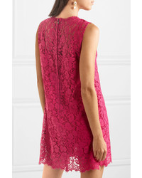 fuchsia gerade geschnittenes Kleid aus Spitze von Dolce & Gabbana