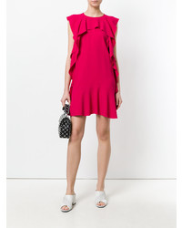fuchsia gerade geschnittenes Kleid mit Rüschen von RED Valentino