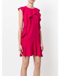 fuchsia gerade geschnittenes Kleid mit Rüschen von RED Valentino