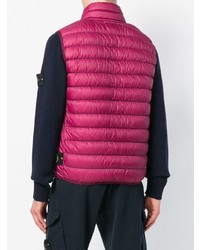 fuchsia gesteppte ärmellose Jacke von Stone Island