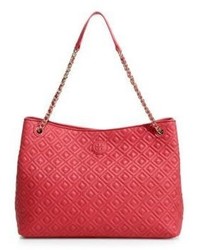 fuchsia gesteppte Shopper Tasche aus Leder